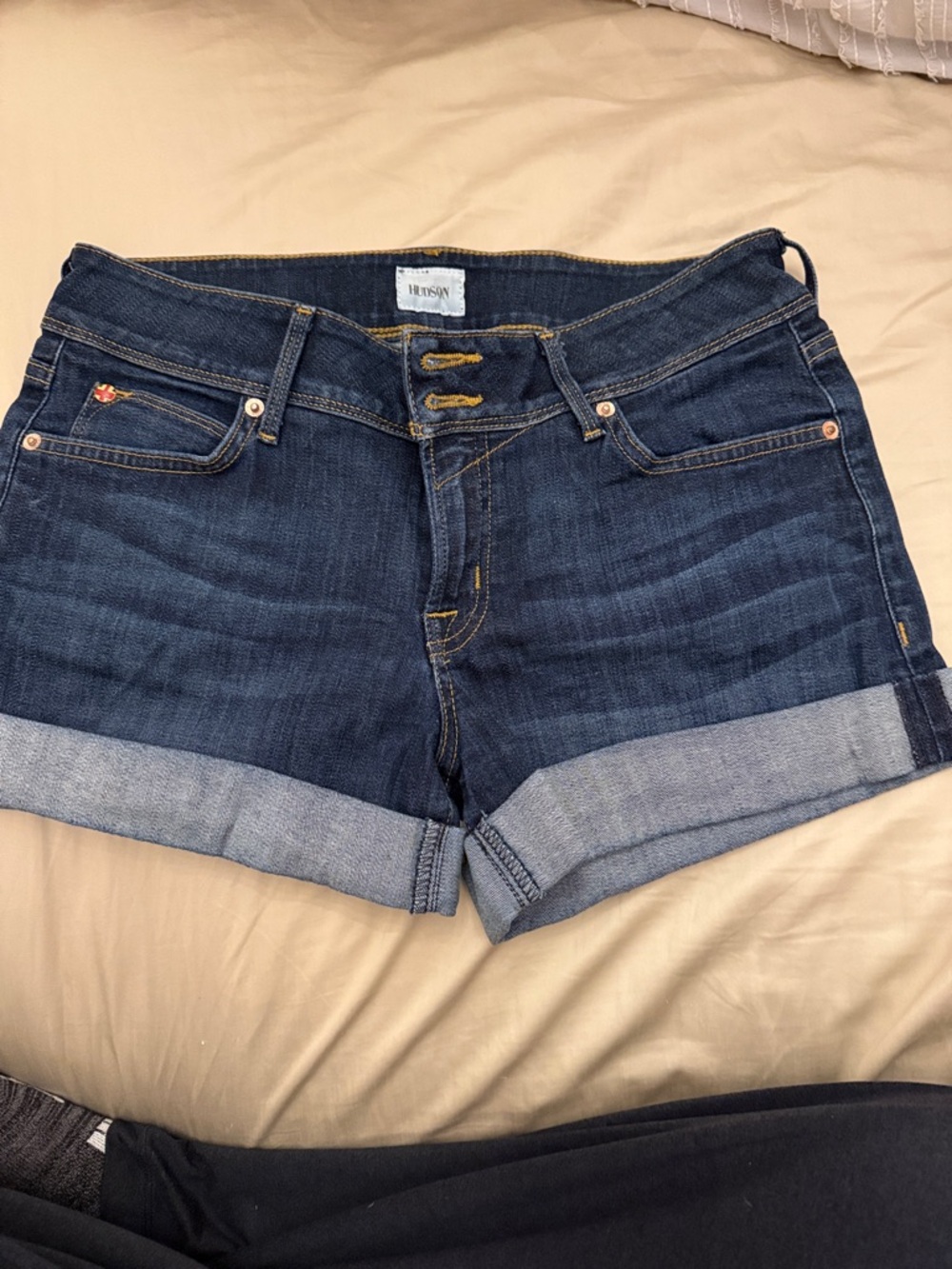 Hudson Jeans Dark Blue Cuffed Denim Shorts